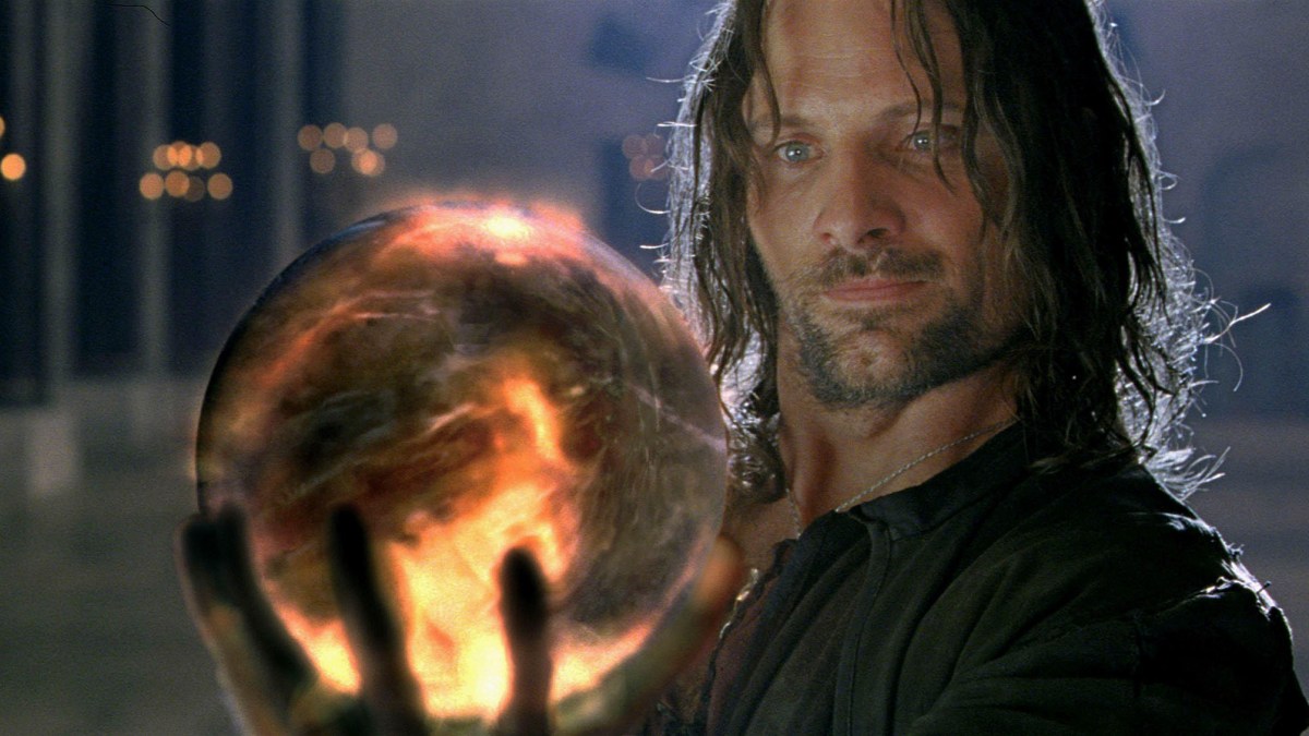 Aragorn tenant un orbe pour confronter Sauron. // Source : New Line Cinema