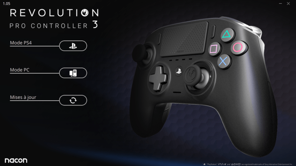 Logiciel du Nacon Pro Revolution Controller 3 // Source : Capture d'écran Logiciel du Nacon Pro Revolution Controller 3 // Source : Capture d'écran