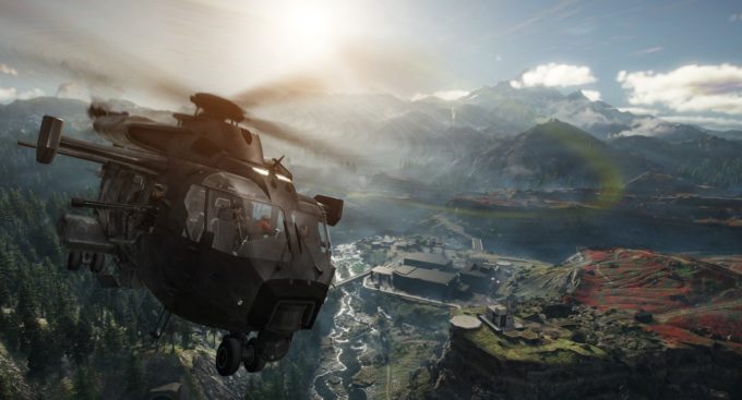 State-of-the-art drone tracking capturing a stunning aerial view of Ghost Recon: Breakpoint's multifaceted and expansive open realm.