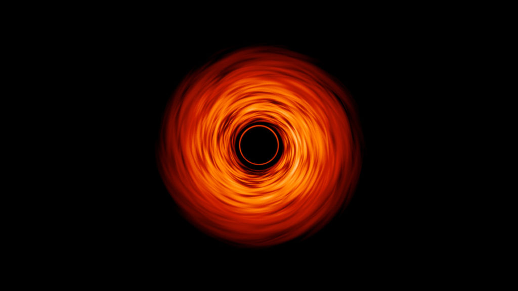 Le disque d'accrétion d'un trou noir. // Source : NASA’s Goddard Space Flight Center/Jeremy Schnittman (image recadrée)