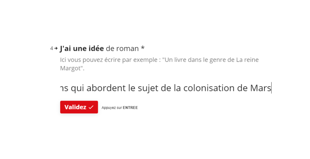 Il est également possible de poser une question pour recevoir des recommandations.