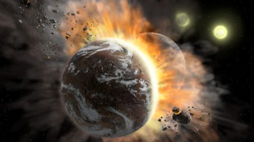 La collision entre deux exoplanètes rocheuses. // Source : NASA/SOFIA/Lynette Cook (photo recadrée)