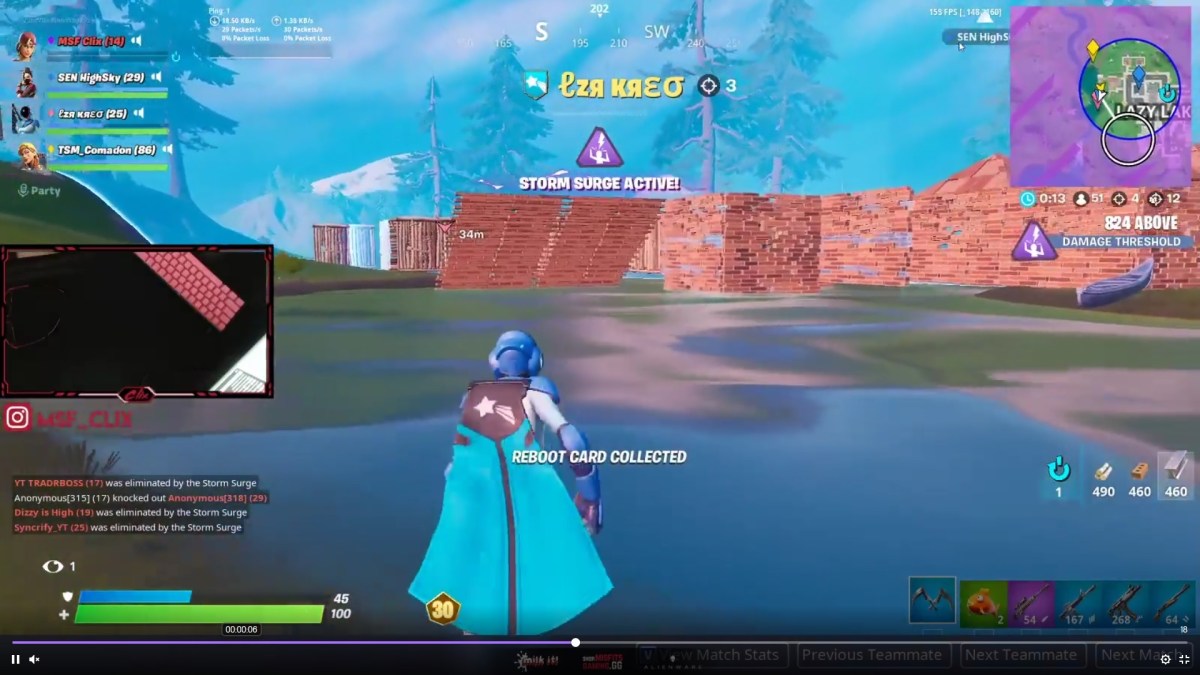 La partie où le swatting a eu lieu. // Source : Fornite