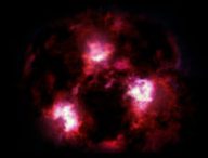 Une représentation de cette galaxie massive découverte. // Source : James Josephides/Christina Williams/Ivo Labbe (photo recardée et modifiée)