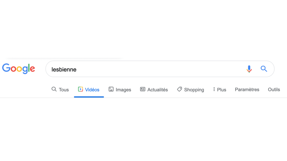 Une recherche Google avec le mot "lesbienne"