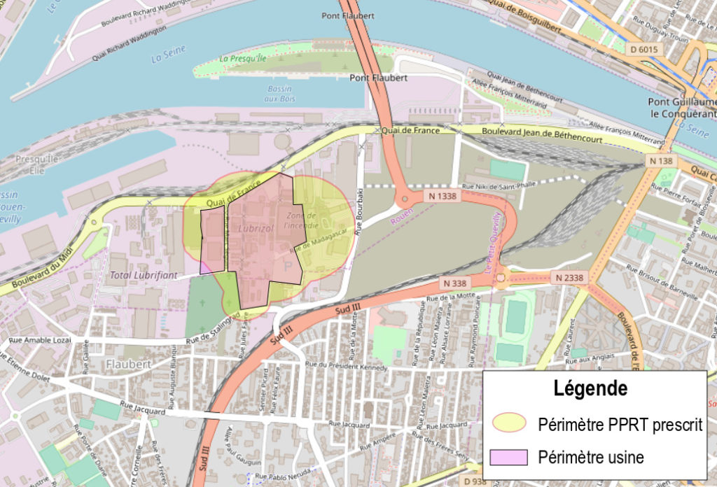 Carte du périmètre de l'usine, avec localisation de l'incendie.