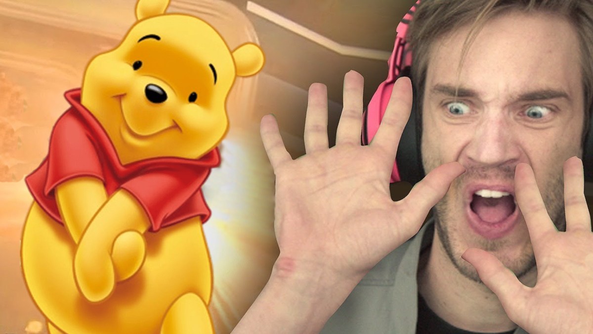 Winnie l'ourson et PewDiePie. // Source : PewDiePie / Disney / Montage Numerama