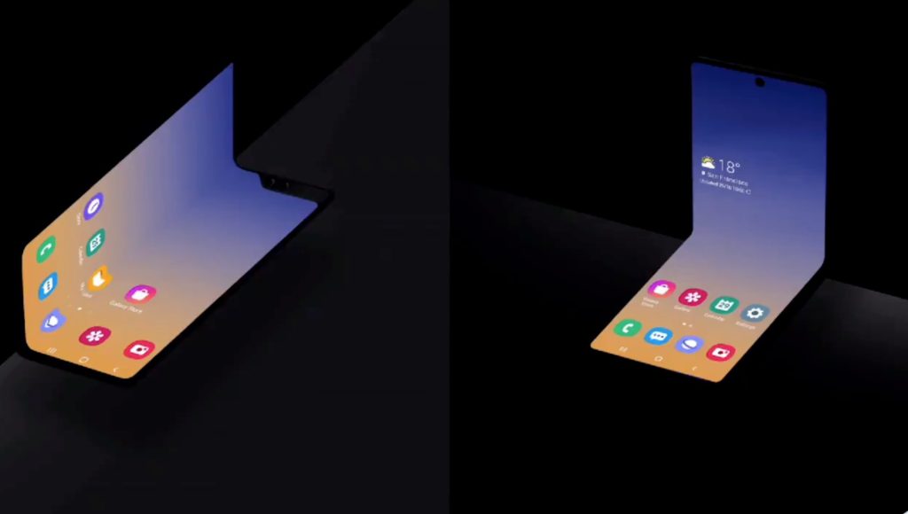 Le Galaxy Fold à côté d'un prototype pliable (droite) // Source : Samsung