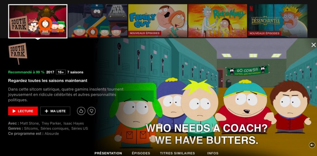 South Park sur Netflix // Source : Capture d'écran