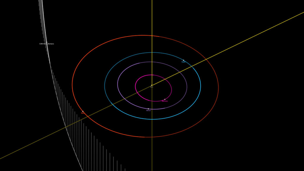 L'orbite de Borisov dans le système solaire. // Source : Capture d'écran JPL Small-Body Database Browser