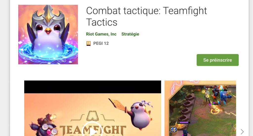 L'app Teamfight Tactics dans le Play Store de Google // Source : Google Play Store