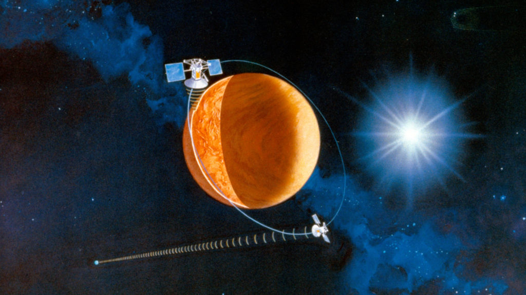 Une représentation de la mission Magellan vers Vénus. // Source : Flickr/CC/NASA on The Commons (image recadrée)