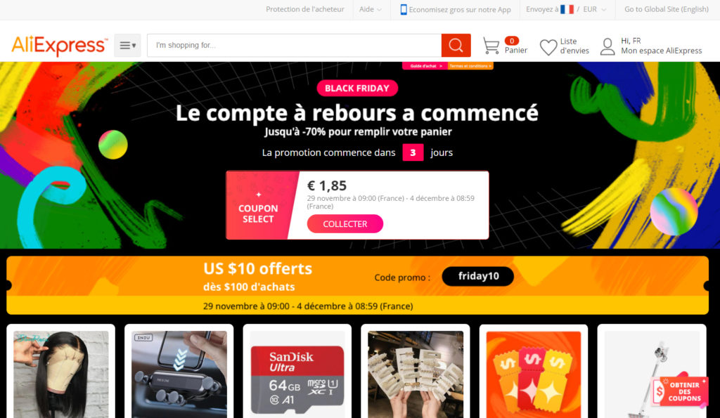 AliExpress est une plateforme ecommerçante basée en Chine.