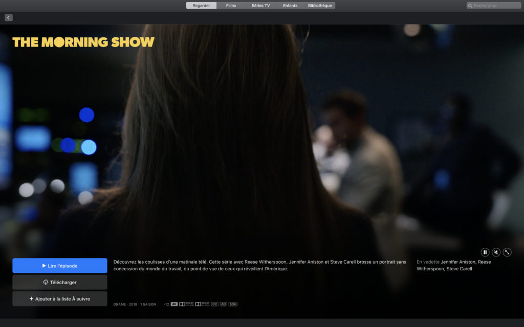 La série The Morning Show sur Apple TV+ // Source : www.numerama.com