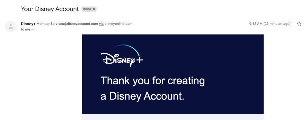 Nous avons pu créer un compte Disney+