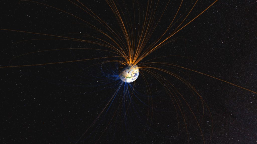 Le champ magnétique de la Terre. // Source : Flickr/CC/NASA Goddard Space Flight Center