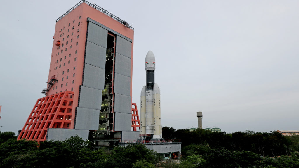 La fusée GSLV-Mk III qui a lancé Chandrayaan-2. // Source : ISRO (photo recadrée)
