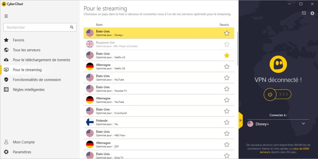L'interface de CyberGhost est un exemple de clarté. L'interface de CyberGhost est un exemple de clarté.