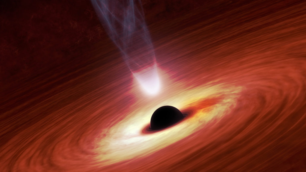 Un jet émis par un trou noir. // Source : Wikimedia/CC/NASA/JPL-Caltech (photo recadrée et modifiée)