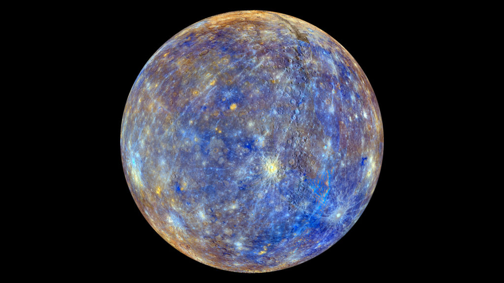 Mercure en fausses couleurs. // Source : Flickr/CC/Nasa Goddard Space Flight Center Mercure en fausses couleurs. // Source : Flickr/CC/Nasa Goddard Space Flight Center