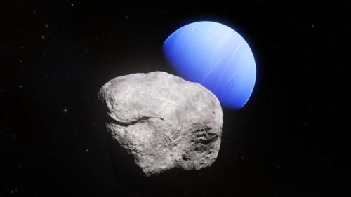 Neptune et sa petite lune Hippocampe. // Source : ESA/Hubble, NASA, L. Calçada (photo recadrée)