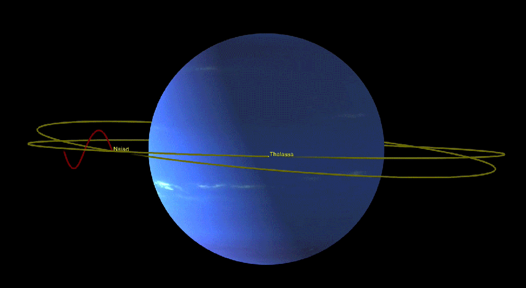 Les orbites de Thalassa et Naïade autour de Neptune. // Source : NASA/JPL-Caltech