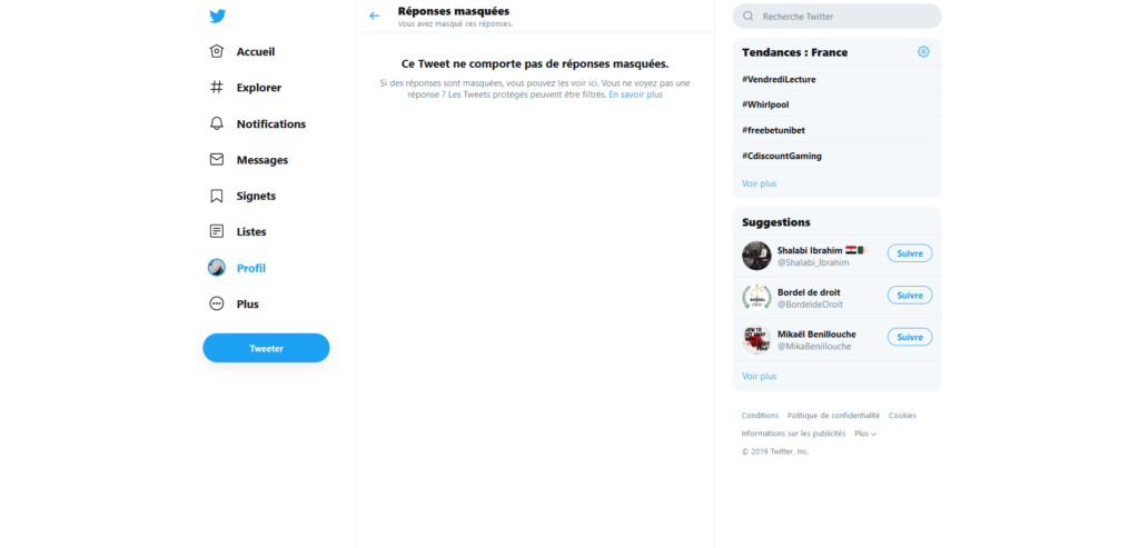 Pas de message masqué Pas de message masqué