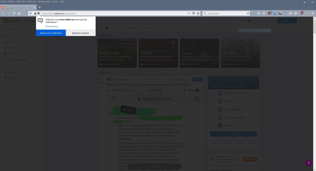 Reddit Firefox notifications