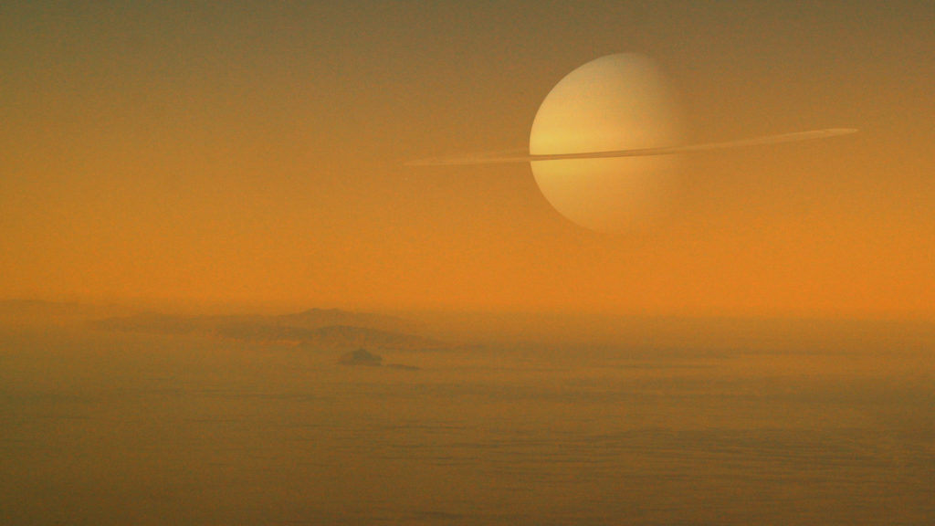 Saturne, vue de Titan. // Source : Flickr/CC/Kevin Gill (photo recadrée)