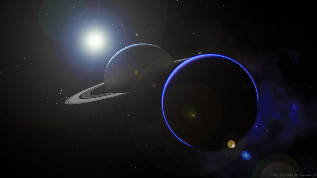 Saturne et Titan. // Source : Flickr/CC/Kevin Gill (photo recadrée)