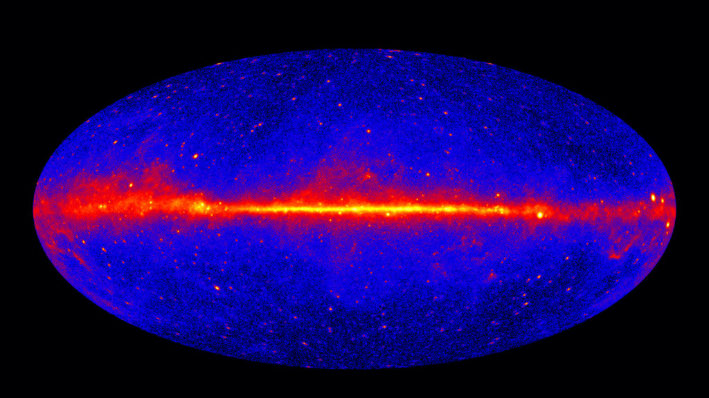 Une vue par le téléscope spatial Fermi des rayons gamma émis depuis le centre de notre galaxie. // Source :  NASA/DOE/Fermi LAT Collaboration