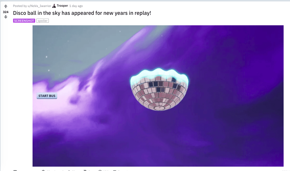 La boule repérée dans Fortnite fin 2019 // Source : Reddit/nova_IWarrior