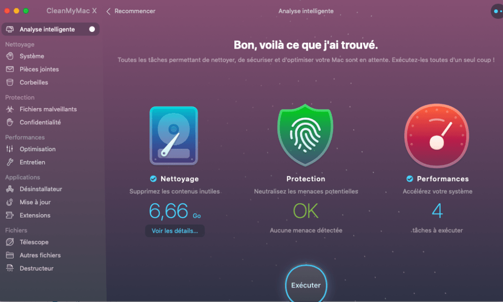 CleanMyMac analyse intelligente