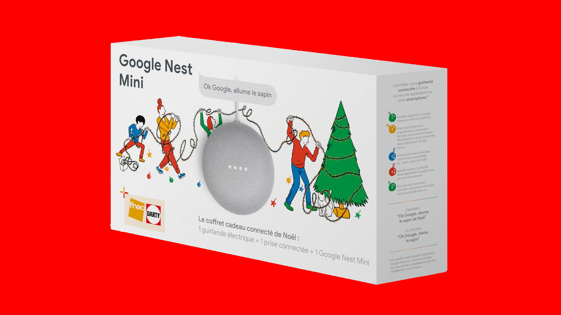 Une guirlande, un Google Nest Mini, une prise intelligente : voici
