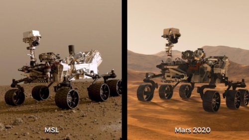Curiosity et Mars 2020. // Source : NASA/JPL-Caltech (photo recadrée)