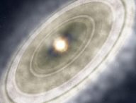 Une représentation du disque de gaz autour de l'étoile 49 Ceti. // Source : NAOJ (photo recadrée)