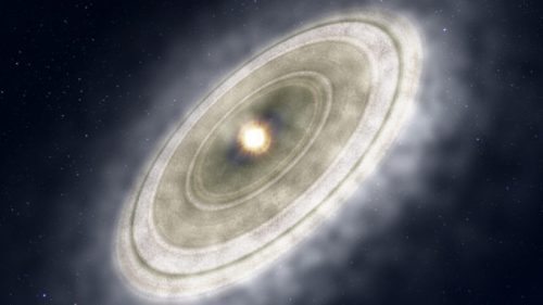 Une représentation du disque de gaz autour de l'étoile 49 Ceti. // Source : NAOJ (photo recadrée)