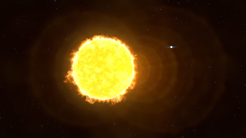 Un système hypothétique, avec une étoile comparable au Soleil et une naine blanche. // Source : Flickr/CC/Kevin Gill