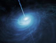 Le quasar J043947.08+163415.7, qui contient un trou noir supermassif. // Source : ESA/Hubble, NASA, M. Kornmesser (photo recadrée)