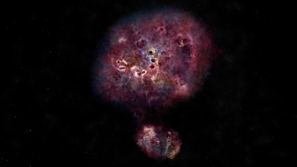 MAMBO-9, la galaxie observée. // Source : NRAO/AUI/NSF, B. Saxton