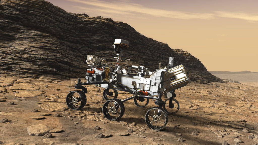 Mars 2020, vue d'artiste. // Source : NASA/JPL-Caltech (photo recadrée)