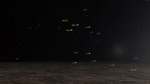 Vénus et Saturne le 11 décembre 2019 à 18h05, vues de Paris. // Source : Capture d'écran The Sky Live