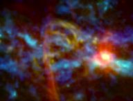 Ces filaments de gaz semblent dessiner un sucre d'orge dans la Voie lactée. // Source : NASA’s Goddard Space Flight Center (photo recadrée)