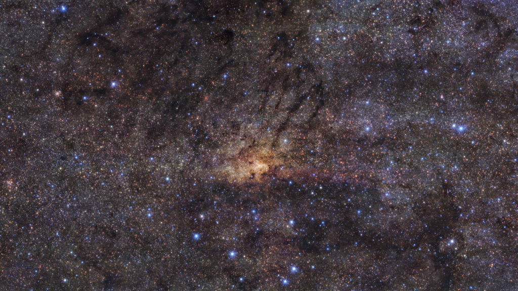 La région centrale de la Voie lactée. // Source : ESO/Nogueras-Lara et al. (photo recadrée)