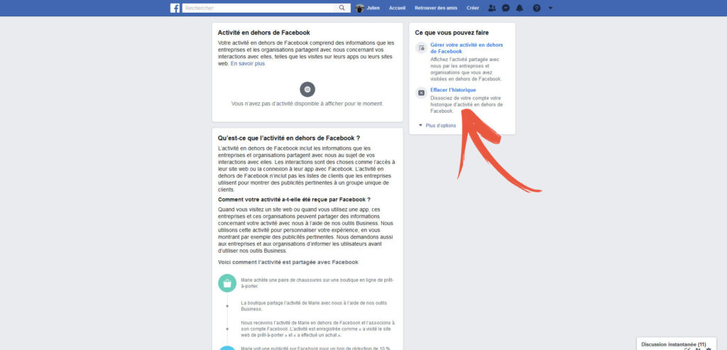 Accueil Activité en dehors de Facebook