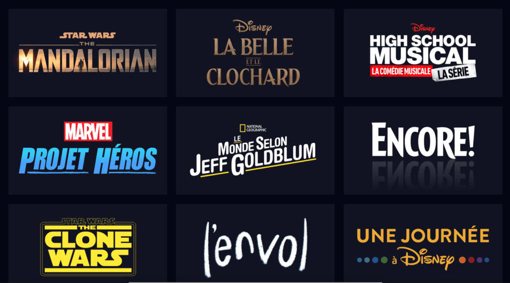 Quelques exclusivités de Disney+ à son lancement en France // Source : Disney+
