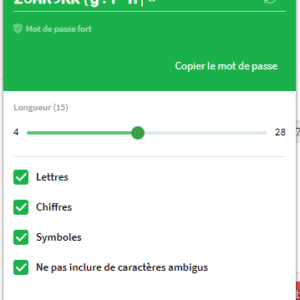 Dashlane comprend un générateur de mot de passe qui permet de concevoir des mots de passe très forts en quelques clics. Dashlane comprend un générateur de mot de passe qui permet de concevoir des mots de passe très forts en quelques clics.