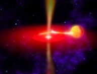 Une vue d'artiste d'un trou noir, GX 339-4. // Source : NASA (photo recadrée)