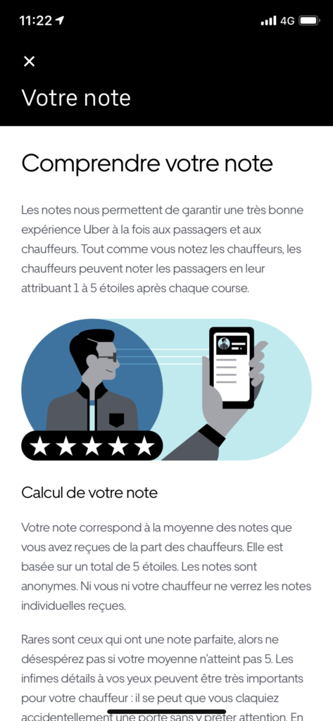 Capture de l'app Uber