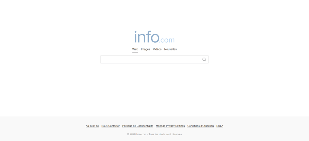 La page d'accueil d'Info.com